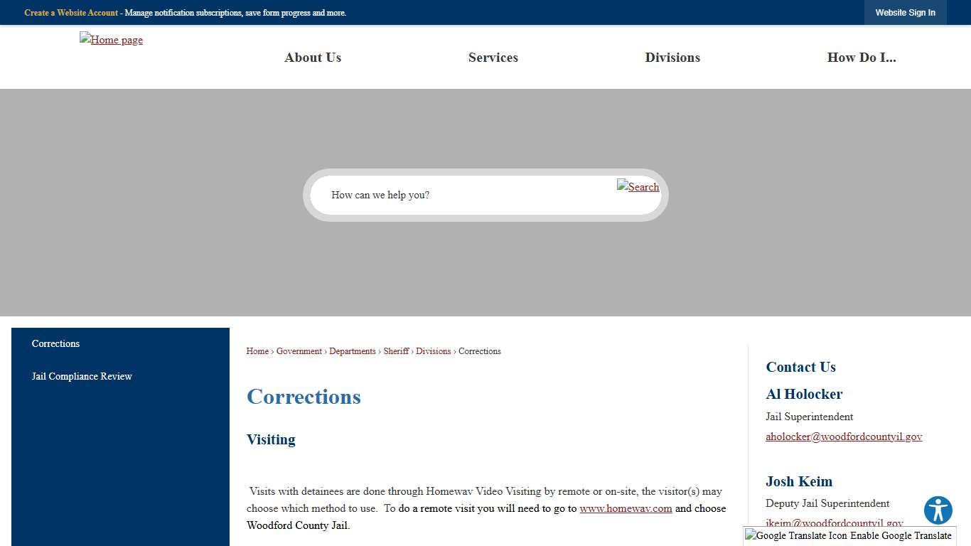 Corrections | Woodford County, IL