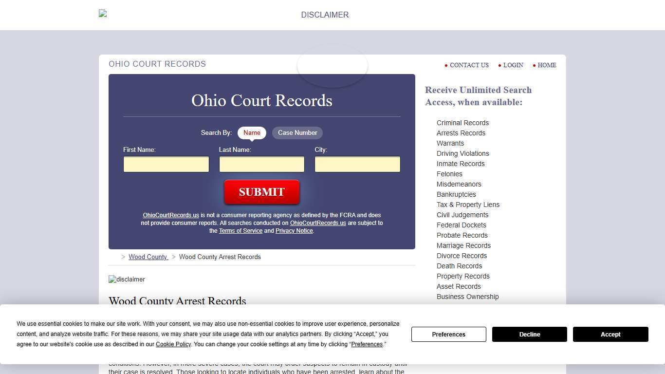 Wood County Arrest Records | OhioCourtRecords.us